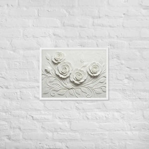 White Rose Sculpture Framed Poster Matte Black Frame Dipaliz - 18″×24″ - Posters