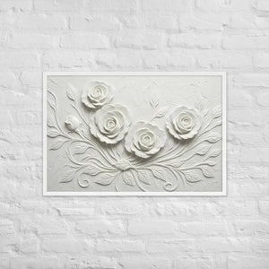 White Rose Sculpture Framed Poster Matte Black Frame Dipaliz - 24″×36″ - Posters