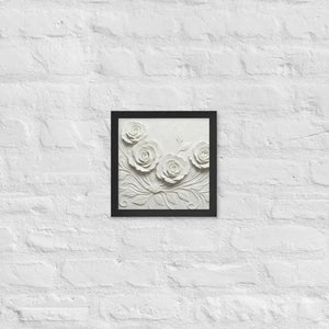 White Rose Sculpture Framed Poster Matte Black Frame Dipaliz - 10″×10″ - Posters
