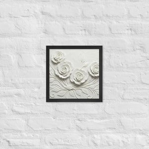 White Rose Sculpture Framed Poster Matte Black Frame Dipaliz - 12″×12″ - Posters