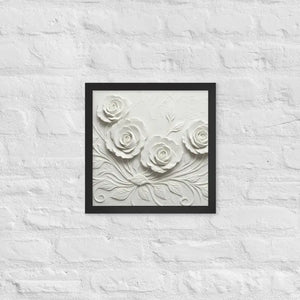 White Rose Sculpture Framed Poster Matte Black Frame Dipaliz - 14″×14″ - Posters