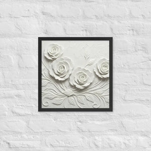 White Rose Sculpture Framed Poster Matte Black Frame Dipaliz - 16″×16″ - Posters