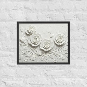 White Rose Sculpture Framed Poster Matte Black Frame Dipaliz - 16″×20″ - Posters