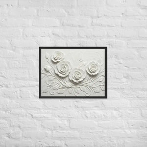 White Rose Sculpture Framed Poster Matte Black Frame Dipaliz - 18″×24″ - Posters
