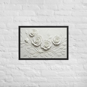 White Rose Sculpture Framed Poster Matte Black Frame Dipaliz - 20″×30″ - Posters