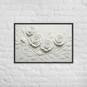 White Rose Sculpture Framed Poster Matte Black Frame Dipaliz - 24″×36″ - Posters