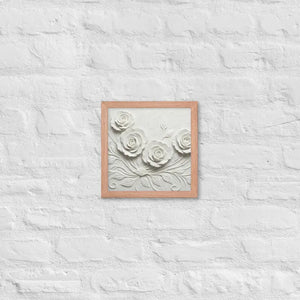 White Rose Sculpture Framed Poster Matte Black Frame Dipaliz - Red Oak / 10″×10″ - Posters