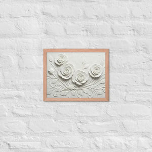 White Rose Sculpture Framed Poster Matte Black Frame Dipaliz - Red Oak / 11″×14″ - Posters