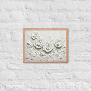 White Rose Sculpture Framed Poster Matte Black Frame Dipaliz - Red Oak / 12″×16″ - Posters