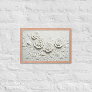 White Rose Sculpture Framed Poster Matte Black Frame Dipaliz - Red Oak / 12″×18″ - Posters