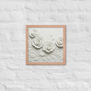 White Rose Sculpture Framed Poster Matte Black Frame Dipaliz - Red Oak / 14″×14″ - Posters
