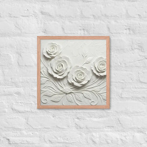 White Rose Sculpture Framed Poster Matte Black Frame Dipaliz - Red Oak / 16″×16″ - Posters