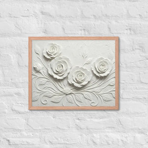 White Rose Sculpture Framed Poster Matte Black Frame Dipaliz - Red Oak / 16″×20″ - Posters