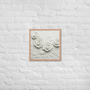 White Rose Sculpture Framed Poster Matte Black Frame Dipaliz - Red Oak / 18″×18″ - Posters