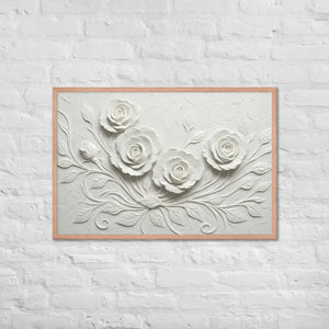 White Rose Sculpture Framed Poster Matte Black Frame Dipaliz - Red Oak / 24″×36″ - Posters