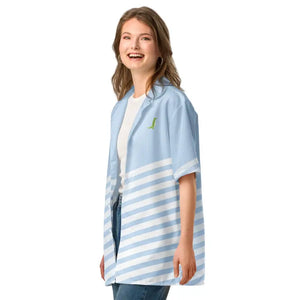 Unisex Button Shirt White Stripes Alligator Emblem - Dipaliz - Shirts