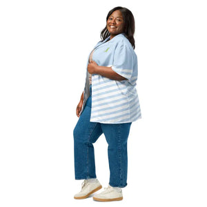 Unisex Button Shirt White Stripes Alligator Emblem - Dipaliz - Shirts