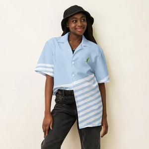 Unisex Button Shirt White Stripes Alligator Emblem - Dipaliz - Shirts