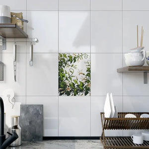 Home Decor - White Trumpet Shaped Flowers Ceramic Photo Tile Wall Art - Dipaliz