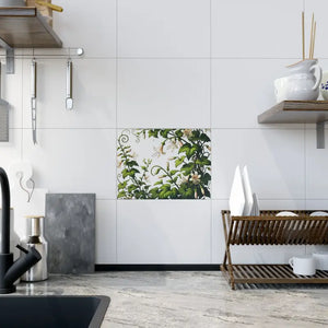 Home Decor - White Trumpet Shaped Flowers Ceramic Photo Tile Wall Art - Dipaliz