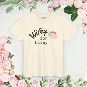 T-shirt - Lifey Floral Tee Unisex Cotton Shirt for Couples - Dipaliz Natural / s
