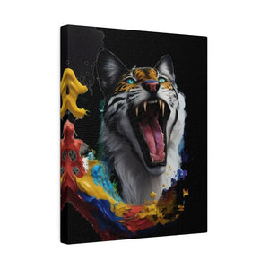 Wild Cat Matte Canvas Radial Pine Wall Art - Dipaliz - Posters Prints & Visual Artwork