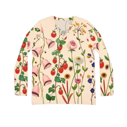 Blossom Boldly in our Wild Flowers Long Sleeve V-neck Tee - All Over Prints