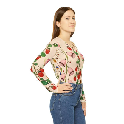 Blossom Boldly in our Wild Flowers Long Sleeve V-neck Tee - All Over Prints