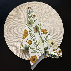 Cloth Napkin Set Wild Flower Design Soft Cotton by Dipaliz - Napkins