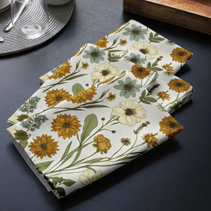 Vibrant Wild Flower Cloth Napkin Set Soft Cotton - Dipaliz - Napkins