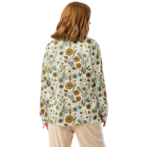 Silky Soft Wild Flowers Pajama Top - Lightweight Fabric - Dipaliz - Clothing Tops - s