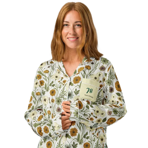 Wild Flowers Long Sleeve Pajama Top Silky Soft Comfort Dipaliz - Clothing Tops