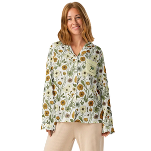 Wild Flowers Long Sleeve Pajama Top Silky Soft Comfort Dipaliz - Clothing Tops