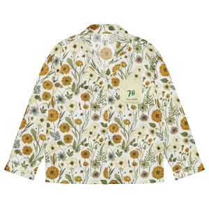 Wild Flowers Long Sleeve Pajama Top Silky Soft Comfort Dipaliz - Clothing Tops