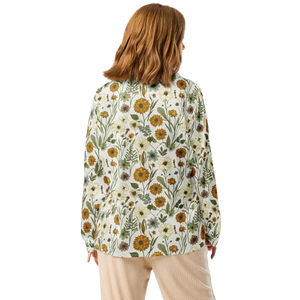 Wild Flowers Long Sleeve Pajama Top Silky Soft Comfort Dipaliz - Clothing Tops
