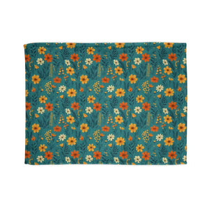 Soft Polyester Blanket - Wild Flower on Soothing Teal - Dipaliz - 30’’ × 40’’ - Home Decor