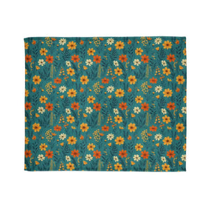 Soft Polyester Blanket - Wild Flower on Soothing Teal - Dipaliz - 50’’ × 60’’ - Home Decor