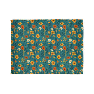 Soft Polyester Blanket - Wild Flower on Soothing Teal - Dipaliz - Home Decor