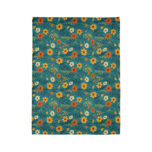 Soft Polyester Blanket - Wild Flower on Soothing Teal - Dipaliz - Home Decor