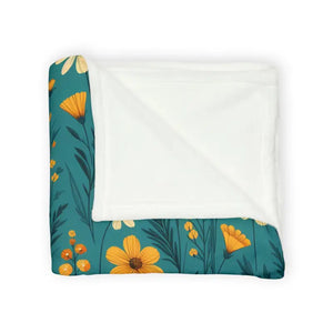 Soft Polyester Blanket - Wild Flower on Soothing Teal - Dipaliz - Home Decor