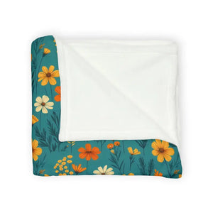 Soft Polyester Blanket - Wild Flower on Soothing Teal - Dipaliz - Home Decor