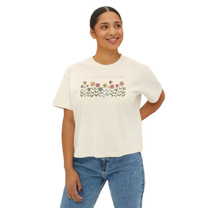 Wild Flowers Women’s Boxy Tee - Soft Ring-spun Comfort - T-shirt