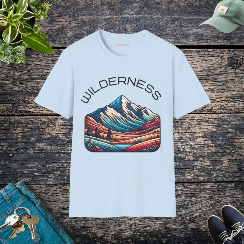 Wilderness Traveler Unisex Softstyle T-shirt - Light Blue / s