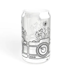 Wildflower Sipper Glass 16oz with Bamboo Lid - Dipaliz - Tumblers
