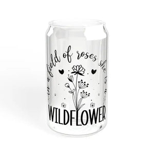 Wildflower Tempered Glass Sipper with Bamboo Lid - Dipaliz - Without Lid or Straw / 16oz - Tumblers