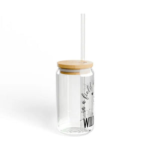 Wildflower Tempered Glass Sipper with Bamboo Lid - Dipaliz - Tumblers