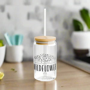 Wildflower Sipper Glass - Clear Tempered Drinkware - Dipaliz - Tumblers