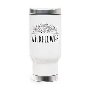 Wildflower Steel Travel Mug - Glossy White Enamel - Dipaliz - Mugs