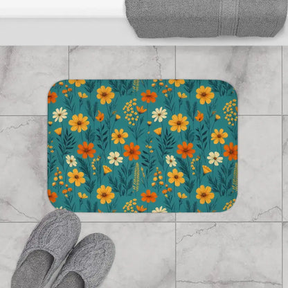 Wildflower Vibes Bath Mat: Nature-inspired Elegance for your Bathroom - 24’’ × 17’’ Home Decor