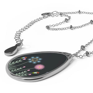 Elegant Wildflowers Oval Necklace - Zinc Alloy Pendant - Dipaliz - Necklaces
